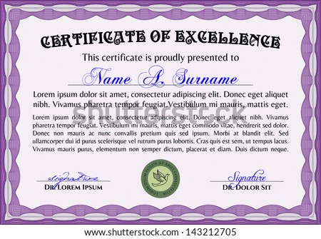 horizontal certificate excellence template stock vector 143212705 certificate of excellance