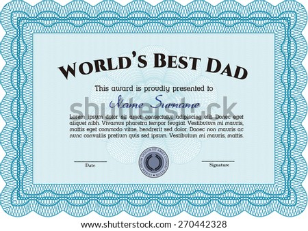 sky blue worlds best dad certificate stock vector royalty free