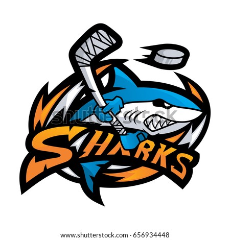 Sharks Character Hockey Sport Mascot Logo Stock Vector 656934448 ...