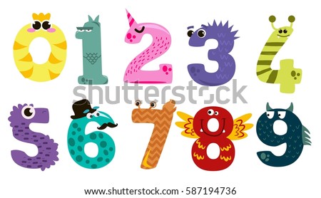 Funny Numbers Cartoon Mascot Characters Vector Stock Vector 112431863 ...
