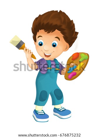 Cartoon Artist Girl Vector Clip Art Stock Vector 123841357 - Shutterstock