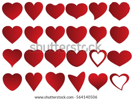 Red heart vector icon background set for Valentine's day, medical illustration, love story symbol. Health heart flat logo. Romantic amour valentine love icon
