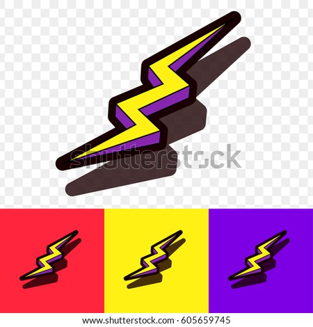 thunder isolated icon with black stroke in comics style. 