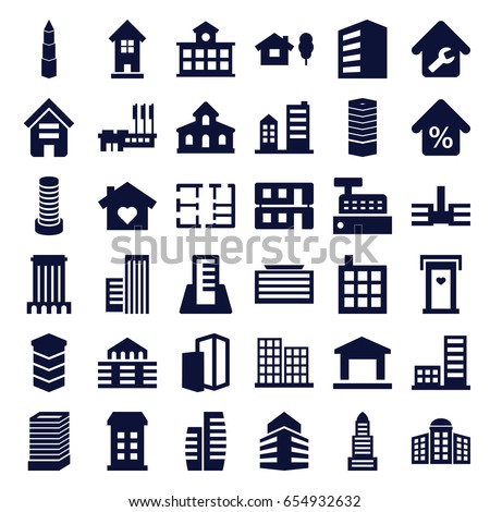 Apartment Icons Set Set 36 Apartment Stock Vector 654932632 - Shutterstock