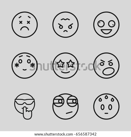 Set Outline Emoticons Emoji Isolated On Stock Vector 380422978 ...