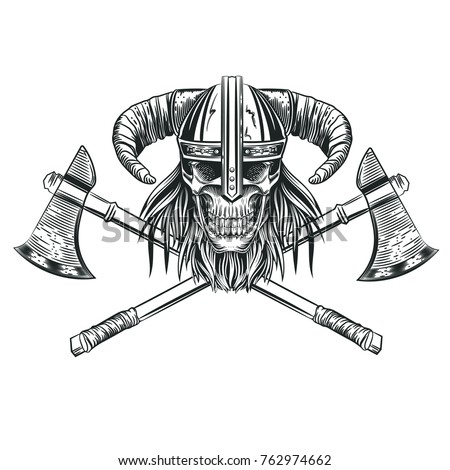 Skull Helmet Viking Style Engraving Vector Stock Vector 762974662 ...