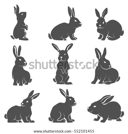 Download Set Rabbit Icons Isolated On White Stock Vector (Royalty ...