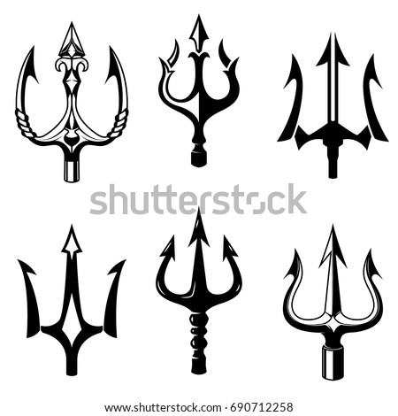 Set Trident Icons Isolated On White Stock Vector 690712258 - Shutterstock