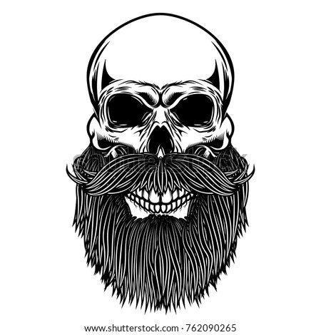 Bearded Skull Design Element Poster Emblem Stock Vector 