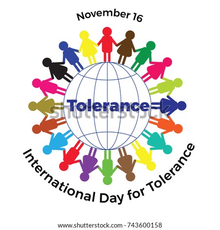 International Day Tolerance Illustration Colored Men Stock Vector