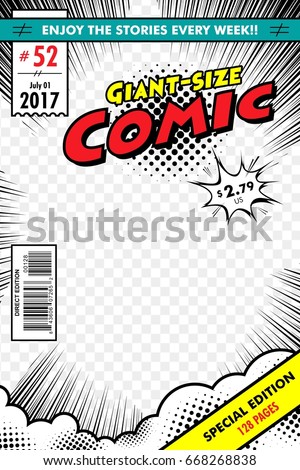 Comic Book Cover Giant Size Transparent Stock Vector