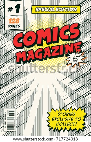 Template Comic Book Cover Vector Illustration Stock Vector 717724318