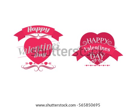 Happy Valentines Day Illustrations Typography Elements Stock Vector