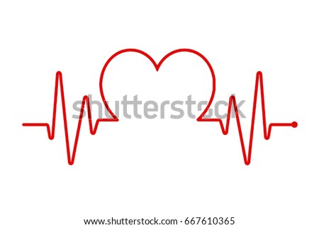 Heartbeat Line Heart Cardio Heart Rhythm Stock Vector 667610365 ...