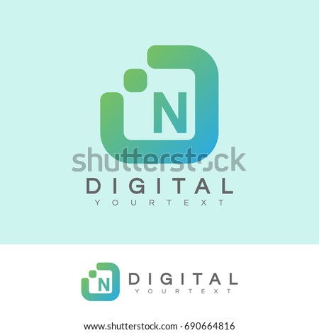 digital initial Letter N Logo design