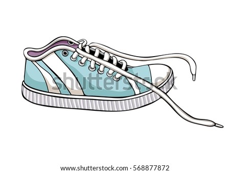 Hand Drawn Sketch Sport Shoes Sneakers Stock Vector 534750652