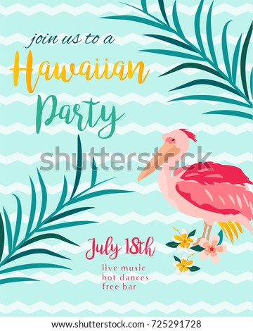 Tropical Hawaiian Poster Pelican Party Template Stock Vector 725291728 Shutterstock Aloha Banner Template