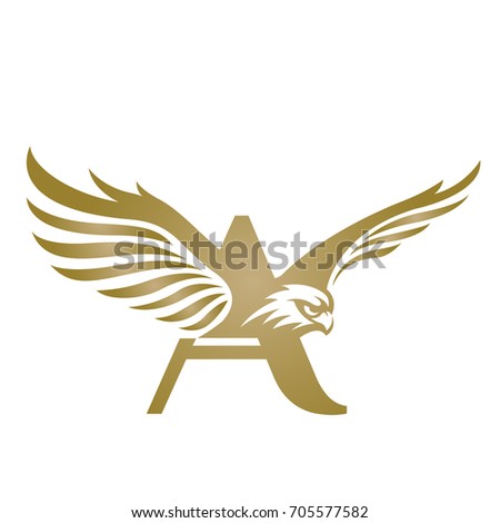 Vector Flying Golden Eagle Letter Logo Stock Vector 705577582