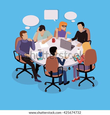 Group Business People Having Meeting Roundtable Stock Vector 319568069 ...