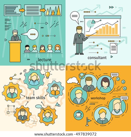 team skills business lecture management consulting stock vector team building skills