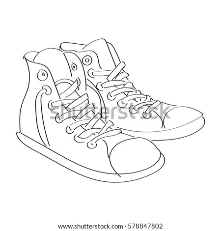 Outline Sport Shoes Set Different Angles Stock Vector 121441222 ...