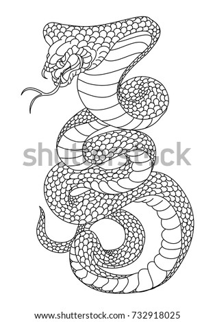 Outline Snake Vector Hand Drawn Cobra Stock Vector 732918025 - Shutterstock
