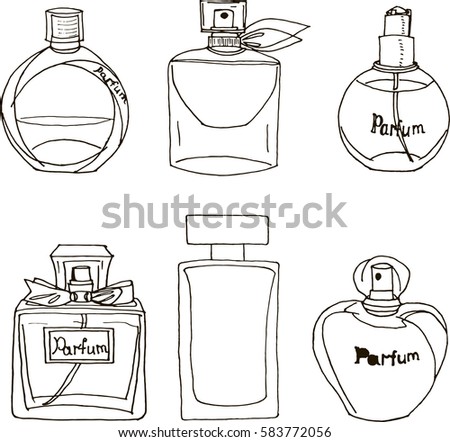 Perfume Handdrawn Icons Set Different Shapes Stock Vector 237897187 ...