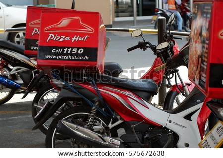 Bangkok ThailandFebulary 8 2017 Delivery Pizza Hut Bangkok ThailandFebulary 8 2017 Delivery Pizza Hut