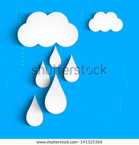 Rainy season background with clouds an raindrops.