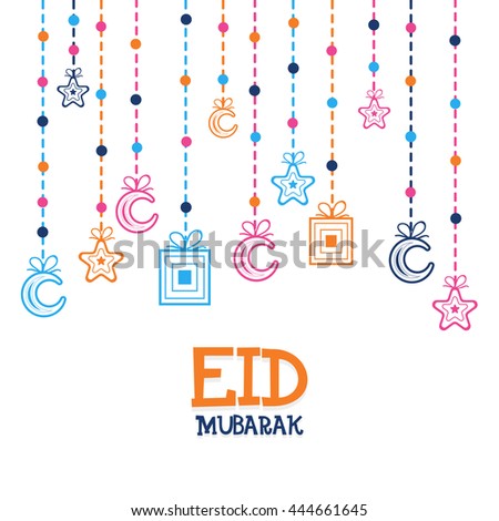 Eid Mubarak Greeting Card Design Decorated Stock Vector 