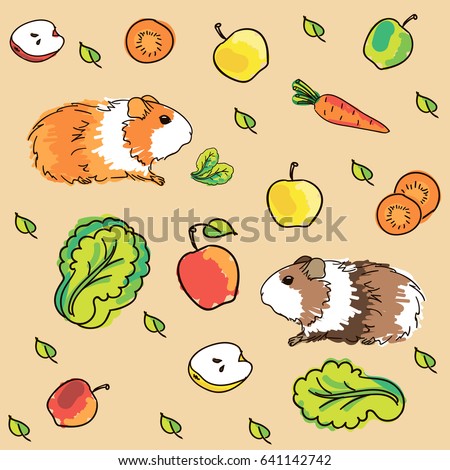 Seamless Pattern Guinea Pigs Background Pets Stock Vector 641142742 ...