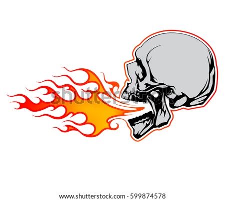 Fire Breathing Skull Vector Design Red Stock Vector 599874578 ...