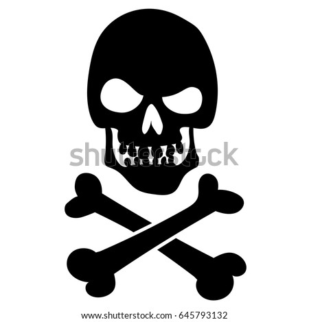 Evil Black Silhouette Skull With Angry View And Crossbones Pirate Flag Jolly Roger Evil Black Silhouette Skull With Angry View And Crossbones Pirate Flag Jolly Roger