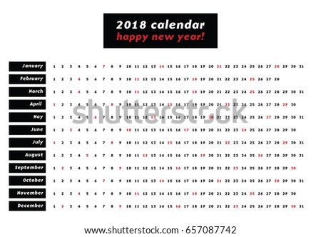 2018 1 page calendar