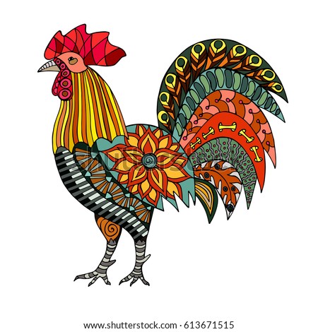 Download Zentangle Stylized Colorful Rooster Isolated On Stock ...