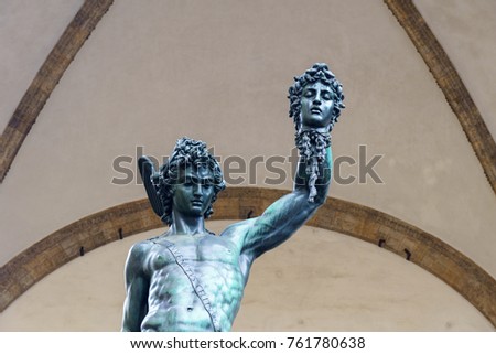 Perseus with the Head of Medusa statue in Loggia dei Lanzi florence italy