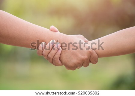 Two Hands Holding Together Help Support Stock Photo 520035802 ...