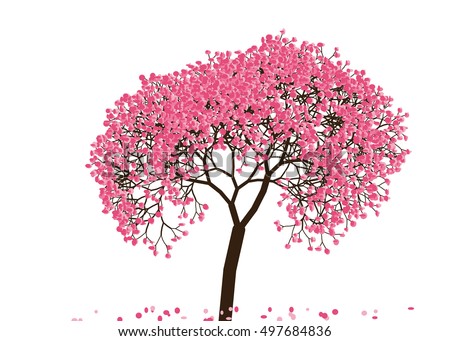 Vector illustration of an abstract blossoming cherry tree against white background