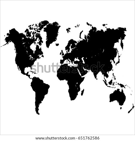 Simplified World Map Black On White Stock Vector 16581361 - Shutterstock