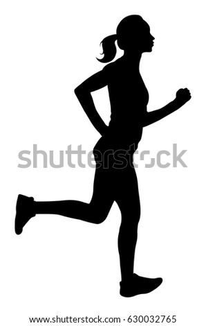 Vector Woman Running Silhouette Stock Vector 630032765 - Shutterstock