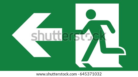 Green Emergency Exit Sign On White Stock Vector 107122772 - Shutterstock