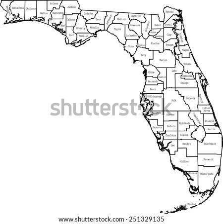 Florida Map Stock Vector (Royalty Free) 251329135 - Shutterstock