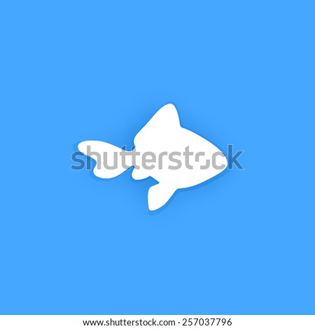 Silhouette of Goldfish isolated on blue background, Vector Illustration