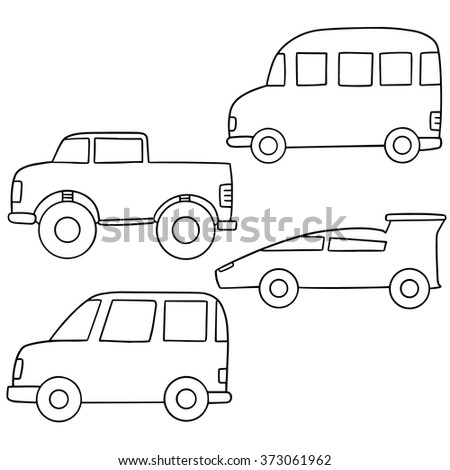 Set Cute Car Coloring Page Illustration Stock Vector 389105602