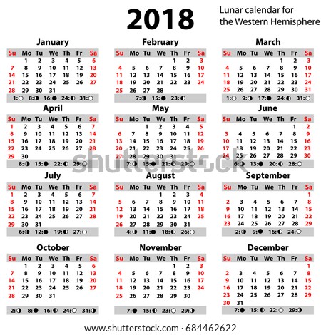 Lunar Calendar 2018 Year Simple Style Stock Vector ...