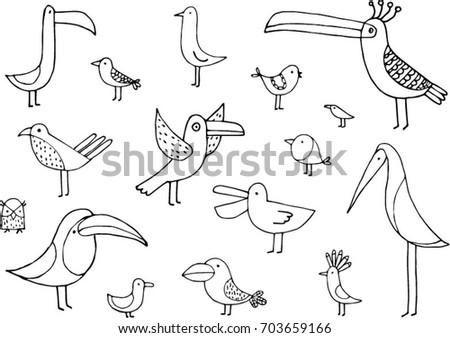 Vector Outline Illustration Icon Set Bird Stock Vector 479582212 ...