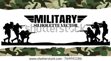 Military vector illustration, Army soldiers, Military silhouettes background.