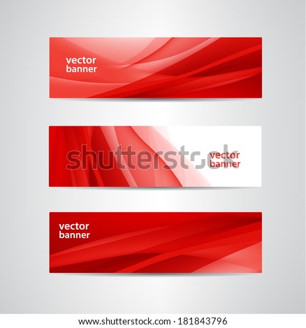 set of vector abstract wavy red banners