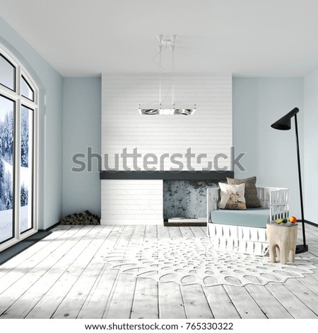 Beautiful Scandinavian Interior Design White Brick Stock ... Beautiful Scandinavian Interior Design White Brick Stock ...