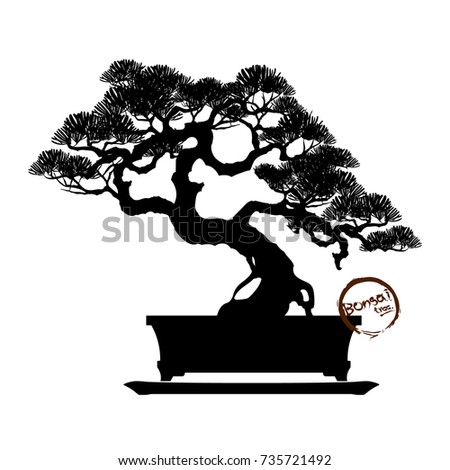 Bonsai Tree Black Silhouette Bonsai Detailed Stock Vector 730321441 ...